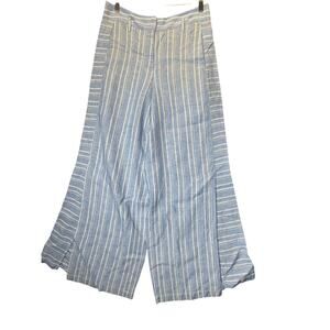 Anthropologie Ett Twa Blue Striped Linen Wide Leg Palazzo Pants Size 6